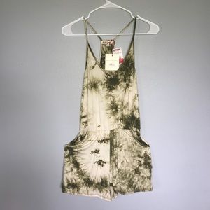 TJ Maxx green and white tie dye romper